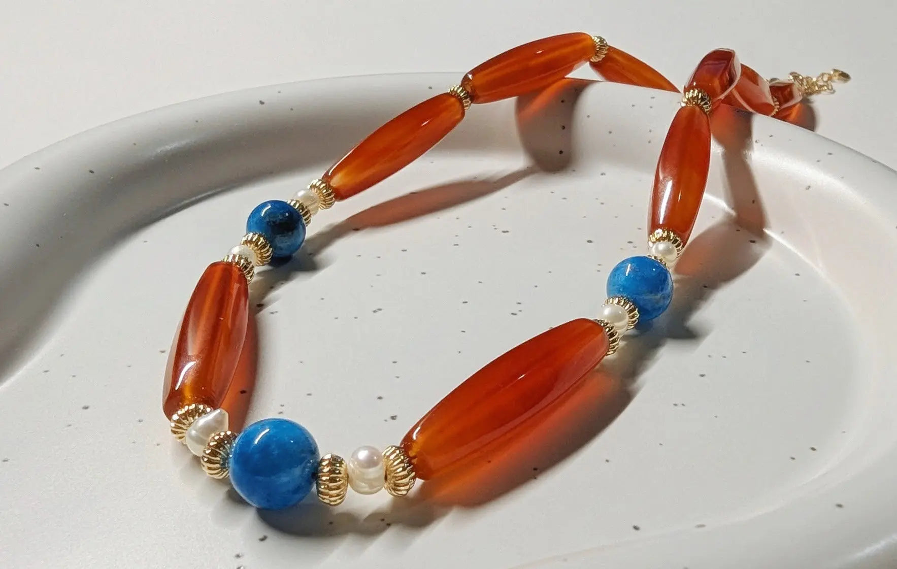 Carnelian Agate & Blue Apatite Necklace